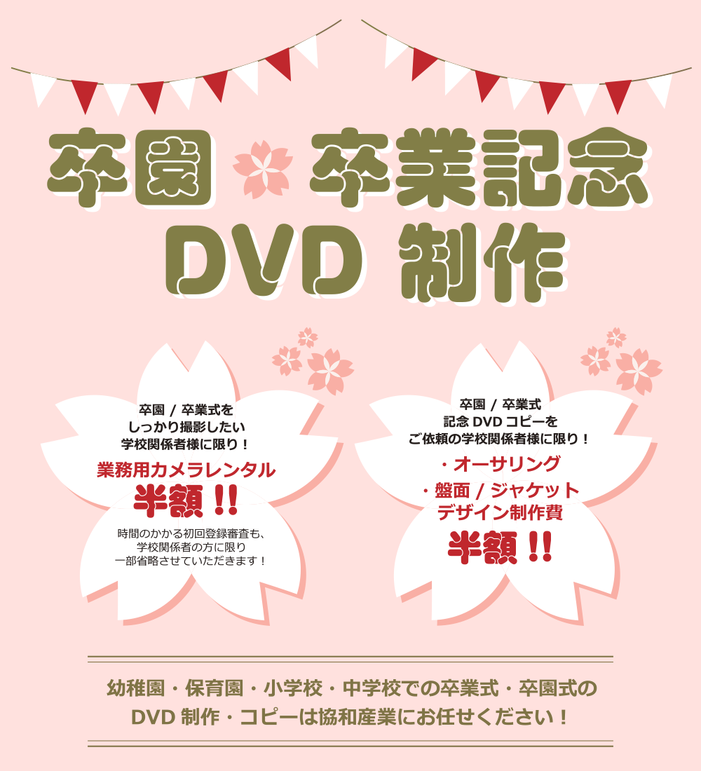 卒園 卒業記念 Dvd制作 コピーを高品質 低価格 短納期で実現